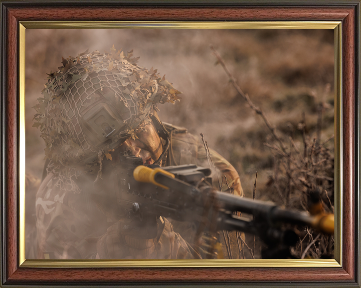British Army Soldier during a dawn attack exercise Photo Print Wall Art Military Decor Posters, Prints, & Visual Artwork Hampshire Prints 10 x 8 Classic Frame No