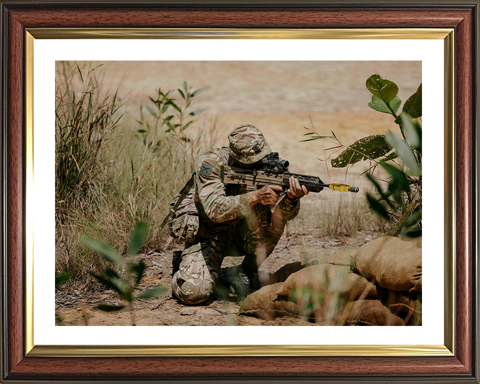 British Army Royal Gurkha Rifleman with rifle Photo Print Wall Art Military Decor Posters, Prints, & Visual Artwork Hampshire Prints 10 x 8 Classic Frame Yes
