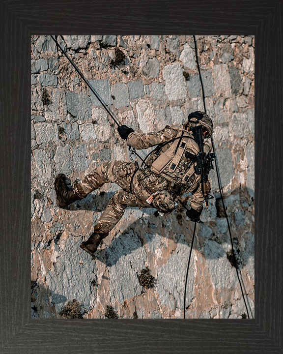 Royal Marine Commando Abseiling Photo Print - 43 Commando Posters, Prints, & Visual Artwork Hampshire Prints 10 x 8 Black Frame No