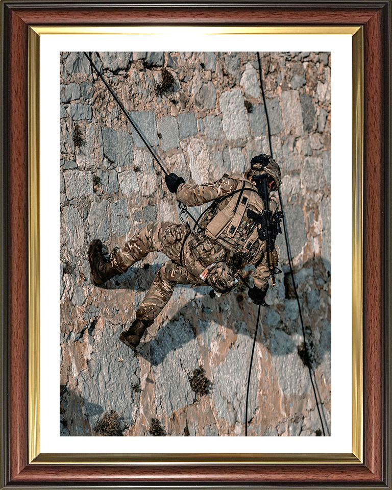 Royal Marine Commando Abseiling Photo Print - 43 Commando Posters, Prints, & Visual Artwork Hampshire Prints 10 x 8 Classic Frame Yes