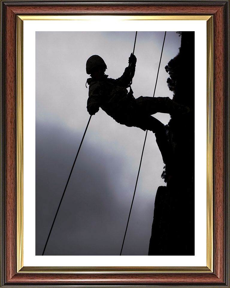 Royal Marine Commando Abseiling silhouette Photo Print - 45 Commando Posters, Prints, & Visual Artwork Hampshire Prints 10 x 8 Classic Frame Yes