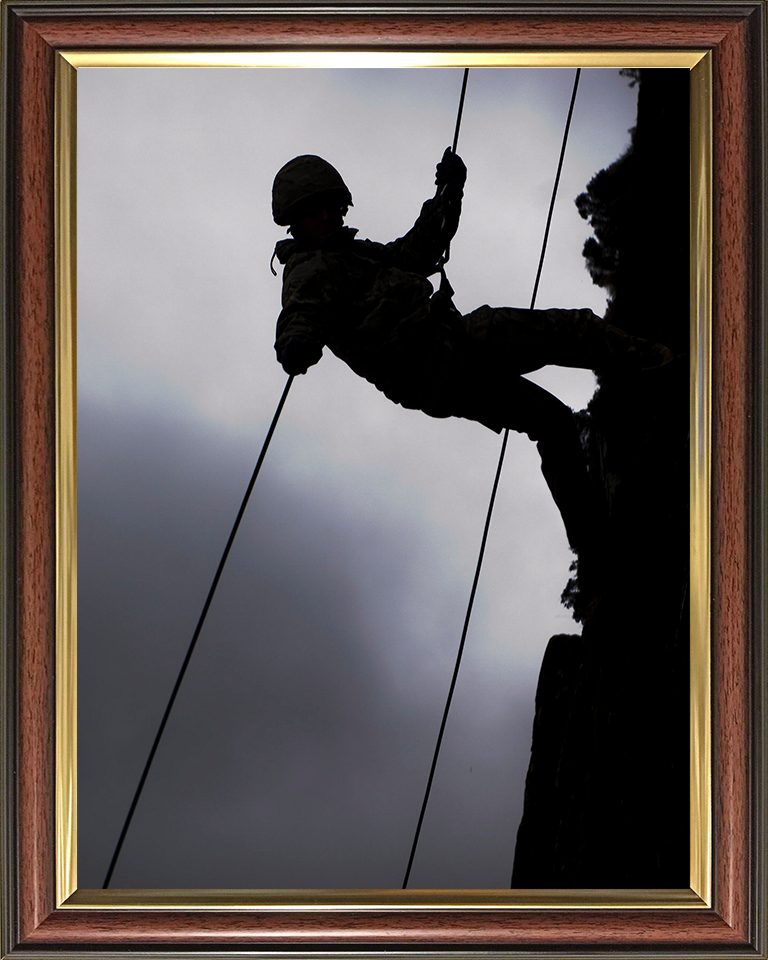 Royal Marine Commando Abseiling silhouette Photo Print - 45 Commando Posters, Prints, & Visual Artwork Hampshire Prints 10 x 8 Classic Frame No