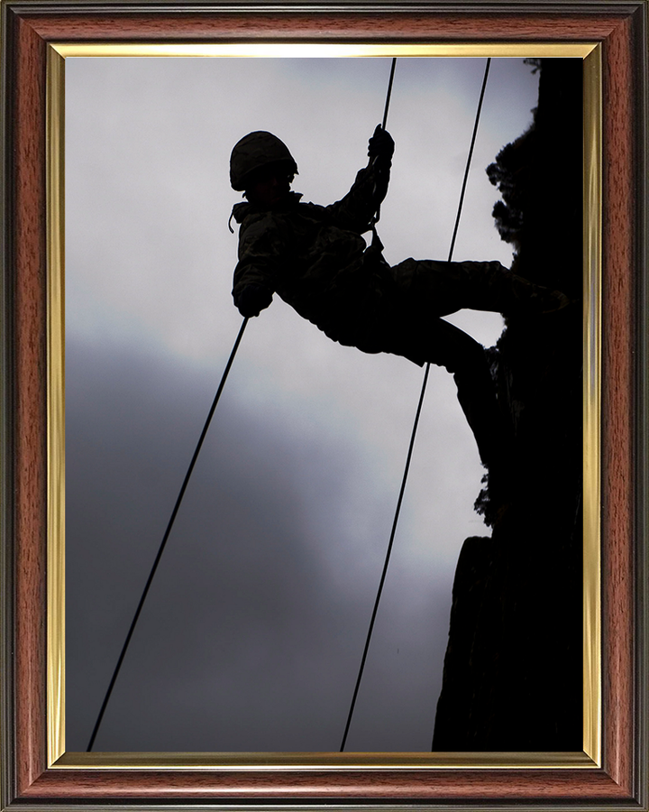 Royal Marine Commando Abseiling silhouette Photo Print - 45 Commando Posters, Prints, & Visual Artwork Hampshire Prints 10 x 8 Classic Frame No