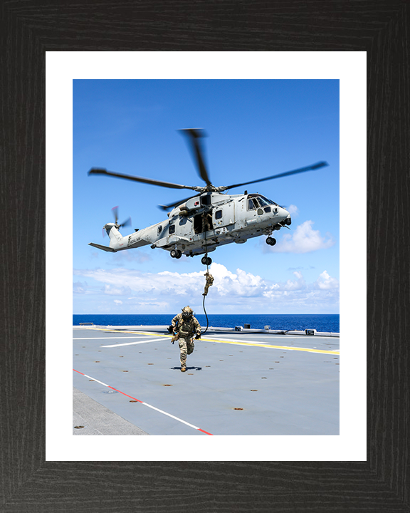 Royal Marine Commando Fast Roping 2025 Photo Print - 42 Commando Posters, Prints, & Visual Artwork Hampshire Prints 10 x 8 Black Frame Yes