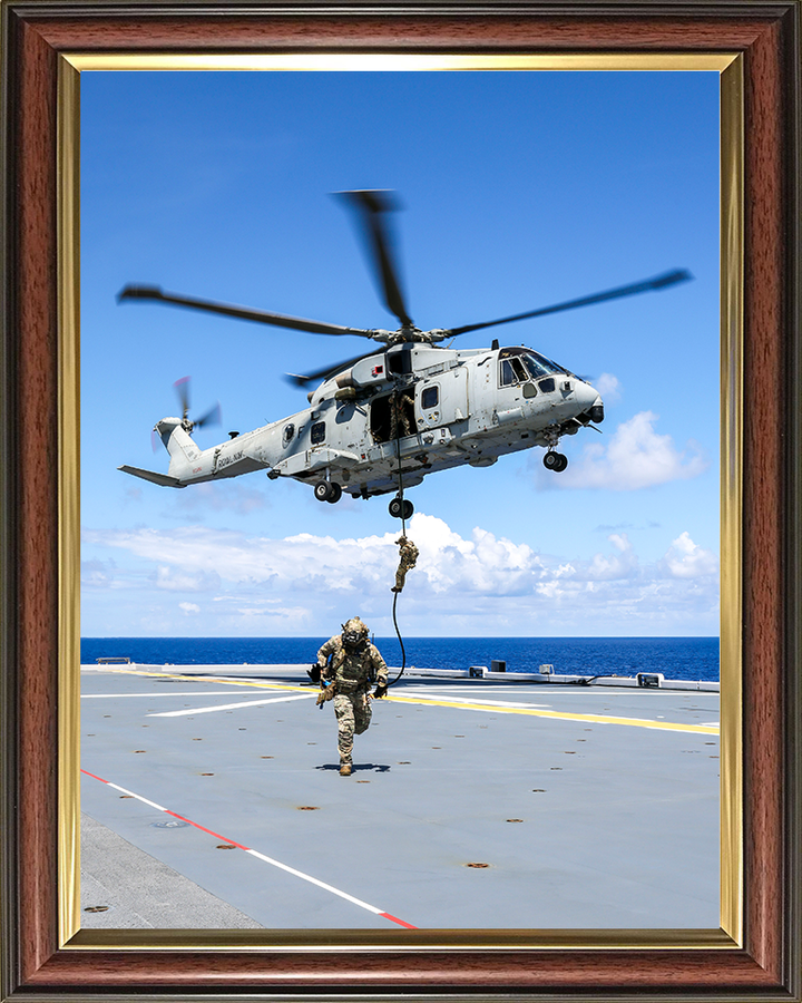 Royal Marine Commando Fast Roping 2025 Photo Print - 42 Commando Posters, Prints, & Visual Artwork Hampshire Prints 10 x 8 Classic Frame No