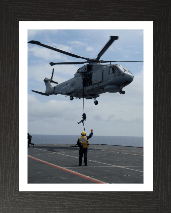 Royal Marine Commando Fast Roping to a Flight Deck Photo Print - 40 Commando Posters, Prints, & Visual Artwork Hampshire Prints