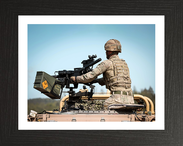 Royal Marine Commando with Grenade Machine Gun |Photo Print - 45 Commando Posters, Prints, & Visual Artwork Hampshire Prints 10 x 8 Black Frame Yes