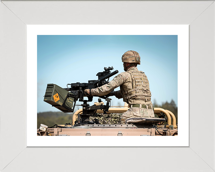 Royal Marine Commando with Grenade Machine Gun |Photo Print - 45 Commando Posters, Prints, & Visual Artwork Hampshire Prints 10 x 8 White Frame Yes