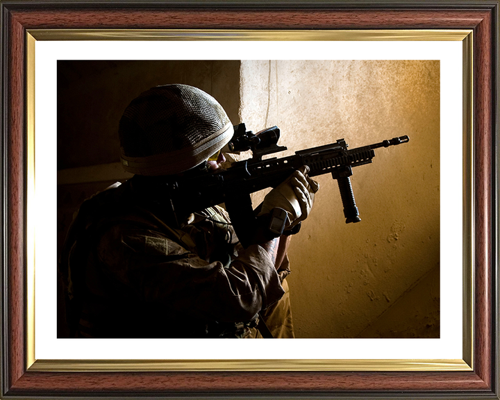 Royal Marine Commando with SA80 Photo Print 42 Commando Marines Wall Art Military Decor UK Posters, Prints, & Visual Artwork Hampshire Prints 10 x 8 Classic Frame Yes