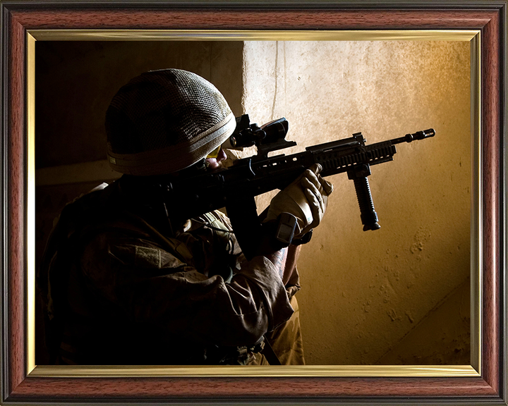 Royal Marine Commando with SA80 Photo Print 42 Commando Marines Wall Art Military Decor UK Posters, Prints, & Visual Artwork Hampshire Prints 10 x 8 Classic Frame No