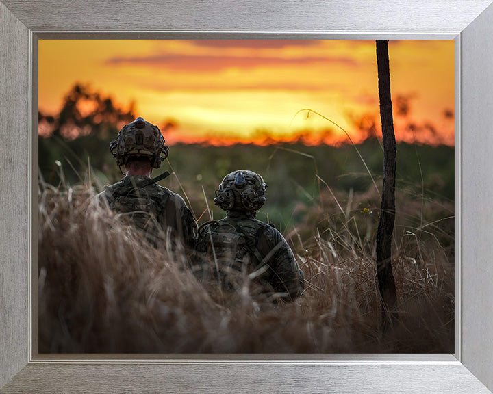 Royal Marine Commandos at sunset Photo Print - 40 Commando Posters, Prints, & Visual Artwork Hampshire Prints 10 x 8 Silver Frame No
