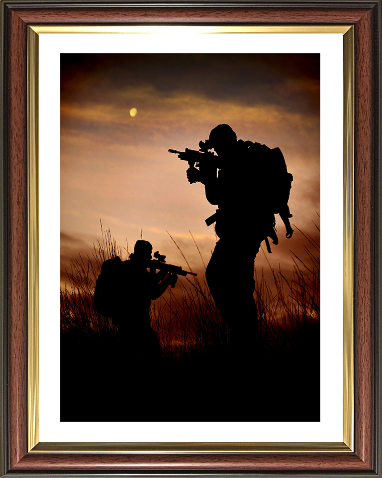 Royal Marine Commandos silhouette Photo Print - 43 Commando Posters, Prints, & Visual Artwork Hampshire Prints 10 x 8 Classic Frame Yes