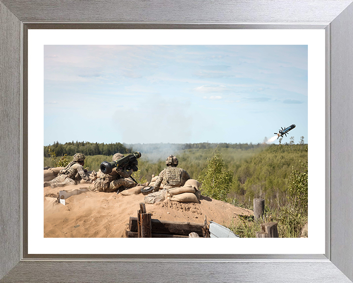 Royal Marine Commandos firing a Javelin Missile Photo Print - 45 Commando Posters, Prints, & Visual Artwork Hampshire Prints 10 x 8 Silver Frame Yes