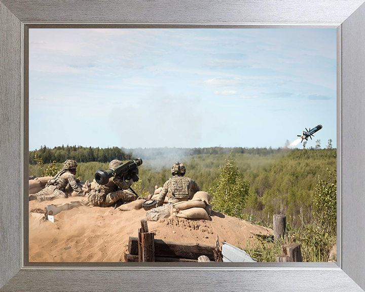 Royal Marine Commandos firing a Javelin Missile Photo Print - 45 Commando Posters, Prints, & Visual Artwork Hampshire Prints 10 x 8 Silver Frame No
