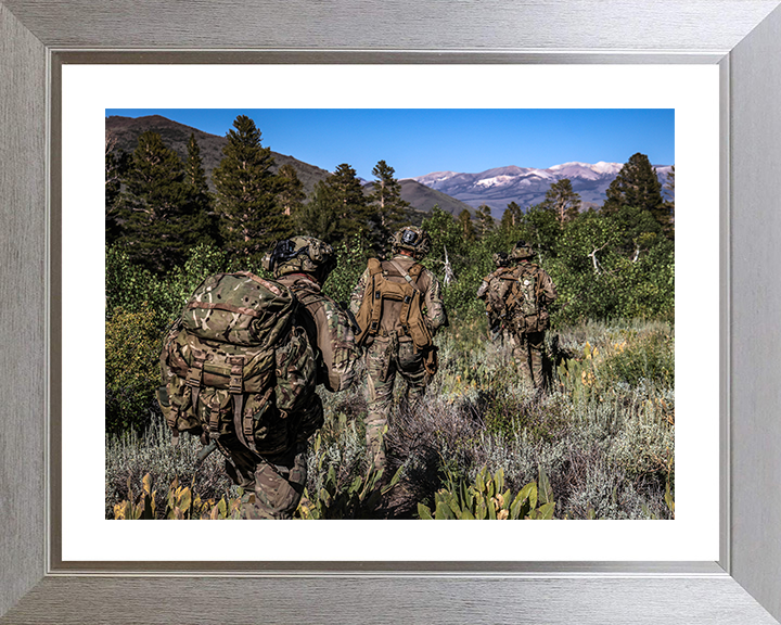 Royal Marines on Patrol in California 2025 Photo Print - 45 Commando Posters, Prints, & Visual Artwork Hampshire Prints 10 x 8 Silver Frame Yes