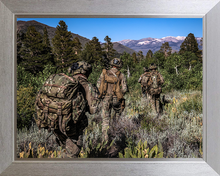 Royal Marines on Patrol in California 2025 Photo Print - 45 Commando Posters, Prints, & Visual Artwork Hampshire Prints 10 x 8 Silver Frame No