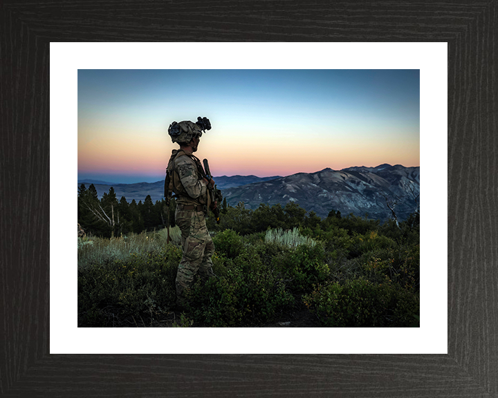 Royal Marine on Patrol on Exercise Green Dagger 2025 Photo Print - 45 Commando Posters, Prints, & Visual Artwork Hampshire Prints 10 x 8 Black Frame Yes