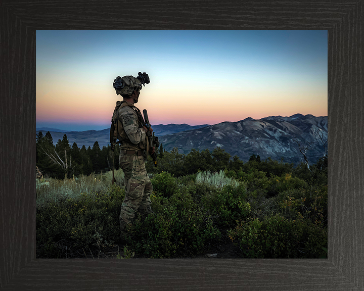Royal Marine on Patrol on Exercise Green Dagger 2025 Photo Print - 45 Commando Posters, Prints, & Visual Artwork Hampshire Prints 10 x 8 Black Frame No