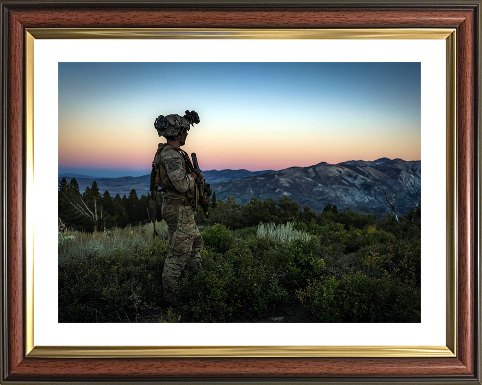 Royal Marine on Patrol on Exercise Green Dagger 2025 Photo Print - 45 Commando Posters, Prints, & Visual Artwork Hampshire Prints 10 x 8 Classic Frame Yes