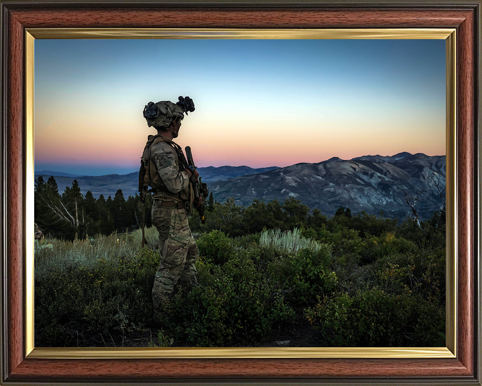 Royal Marine on Patrol on Exercise Green Dagger 2025 Photo Print - 45 Commando Posters, Prints, & Visual Artwork Hampshire Prints 10 x 8 Classic Frame No