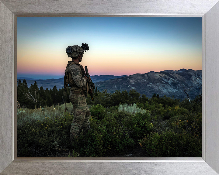 Royal Marine on Patrol on Exercise Green Dagger 2025 Photo Print - 45 Commando Posters, Prints, & Visual Artwork Hampshire Prints 10 x 8 Silver Frame No