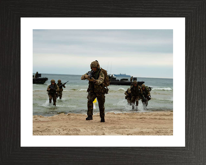 Royal Marines Beach Assault Photo Print - 45 Commando Posters, Prints, & Visual Artwork Hampshire Prints 10 x 8 Black Frame Yes