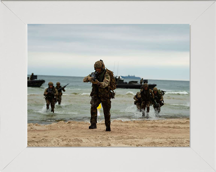 Royal Marines Beach Assault Photo Print - 45 Commando Posters, Prints, & Visual Artwork Hampshire Prints 10 x 8 White Frame No