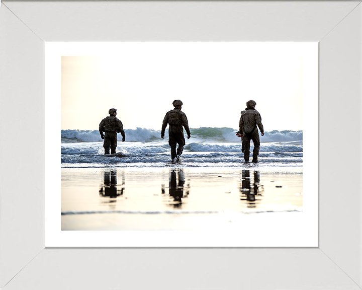 Royal Marines beach Landing Portrait Photo Print - 40 Commando Posters, Prints, & Visual Artwork Hampshire Prints 10 x 8 White Frame Yes