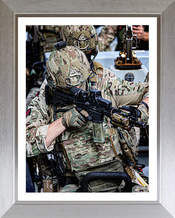 Royal Marines Boarding Team member Photo Print 42 Commando Wall Art Military Decor Poster Posters, Prints, & Visual Artwork Hampshire Prints 10 x 8 Silver Frame Yes