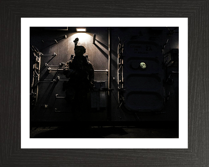 Royal Marines Commando Boarding Team Portrait Photo Print - 42 Commando Posters, Prints, & Visual Artwork Hampshire Prints 10 x 8 Black Frame Yes