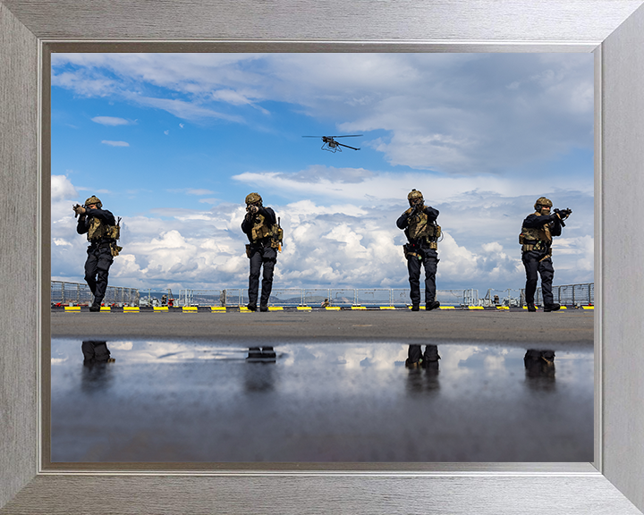 Royal Marines Commando Boarding Team Photo Print - 42 Commando Posters, Prints, & Visual Artwork Hampshire Prints 10 x 8 Silver Frame No