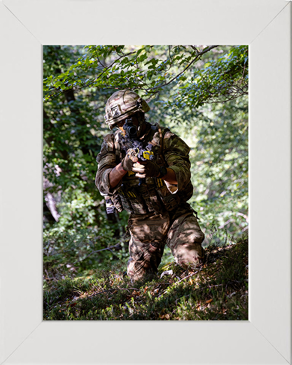 Royal Marines Commando Camouflaged Photo Print - 45 Commando Posters, Prints, & Visual Artwork Hampshire Prints 10 x 8 White Frame No