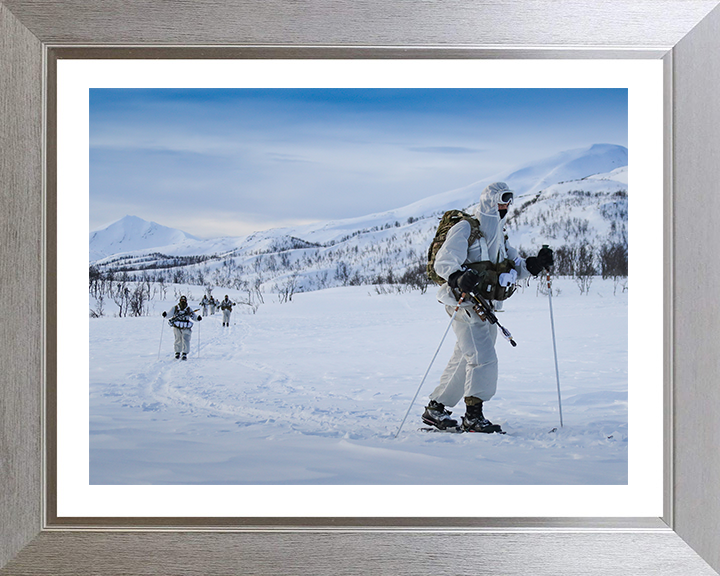 Royal Marines Commandos Skiing Photo Print - 45 Commando Posters, Prints, & Visual Artwork Hampshire Prints 10 x 8 Silver Frame Yes