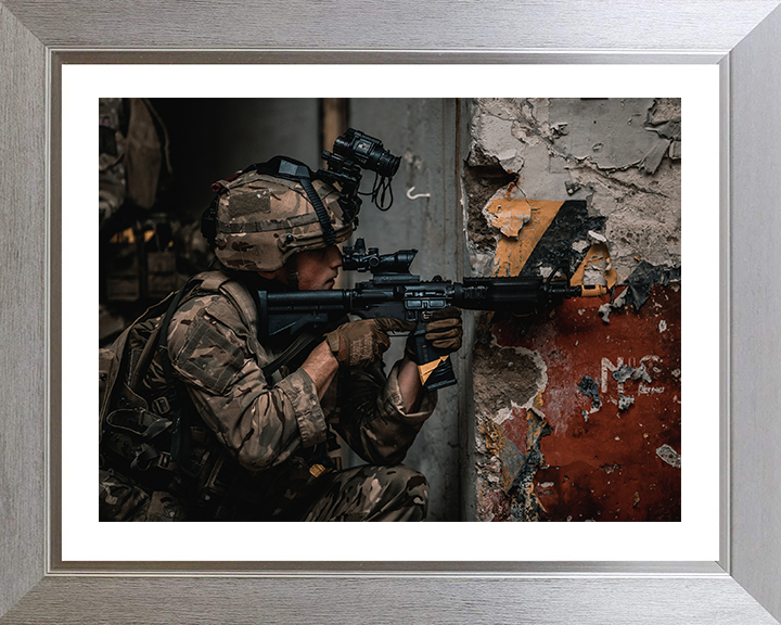Royal Marines Commandos Urban Warfare Photo Print 43 Commando Wall Art Military Decor Posters, Prints, & Visual Artwork Hampshire Prints 10 x 8 Silver Frame Yes