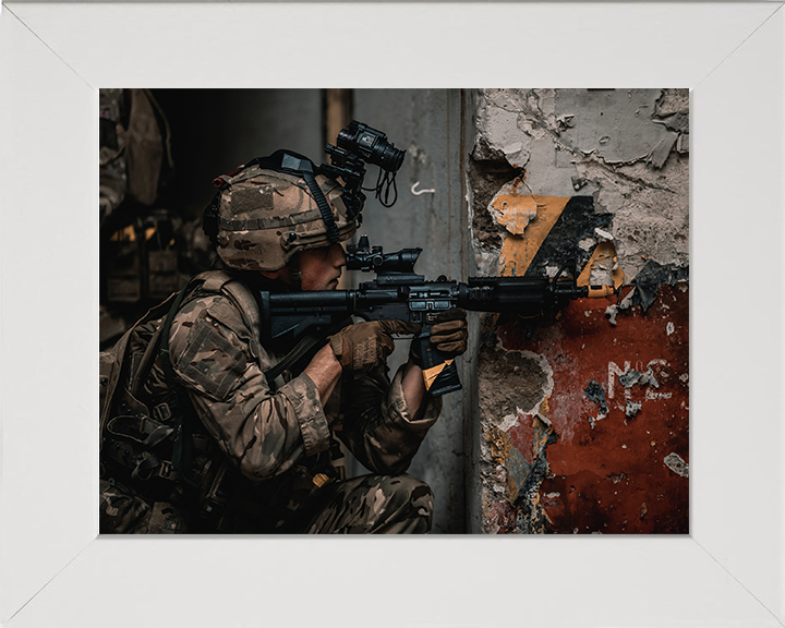 Royal Marines Commandos Urban Warfare Photo Print 43 Commando Wall Art Military Decor Posters, Prints, & Visual Artwork Hampshire Prints 10 x 8 White Frame No