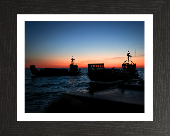 Royal Marines Landing Craft at sunset Photo Print - 45 Commando Posters, Prints, & Visual Artwork Hampshire Prints 10 x 8 Black Frame Yes