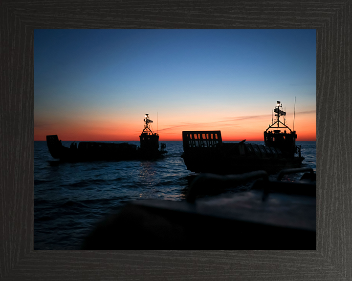 Royal Marines Landing Craft at sunset Photo Print - 45 Commando Posters, Prints, & Visual Artwork Hampshire Prints 10 x 8 Black Frame No