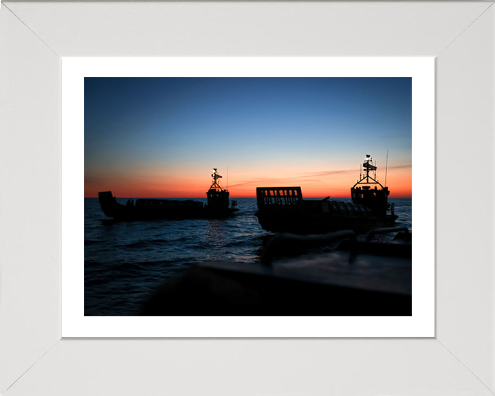 Royal Marines Landing Craft at sunset Photo Print - 45 Commando Posters, Prints, & Visual Artwork Hampshire Prints 10 x 8 White Frame Yes