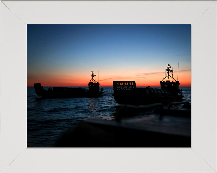 Royal Marines Landing Craft at sunset Photo Print - 45 Commando Posters, Prints, & Visual Artwork Hampshire Prints 10 x 8 White Frame No