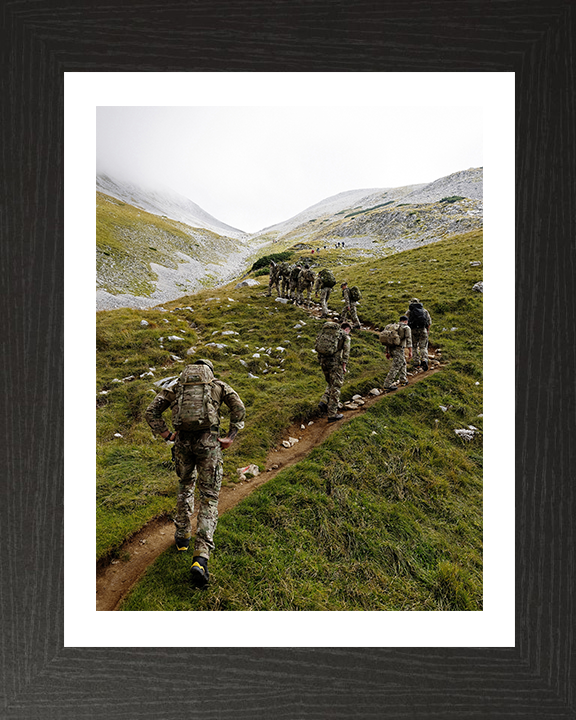 Royal Marines Mountain Yomp Photo Print - 45 Commando Posters, Prints, & Visual Artwork Hampshire Prints 10 x 8 Black Frame Yes