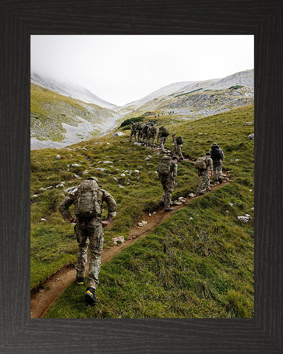 Royal Marines Mountain Yomp Photo Print - 45 Commando Posters, Prints, & Visual Artwork Hampshire Prints 10 x 8 Black Frame No