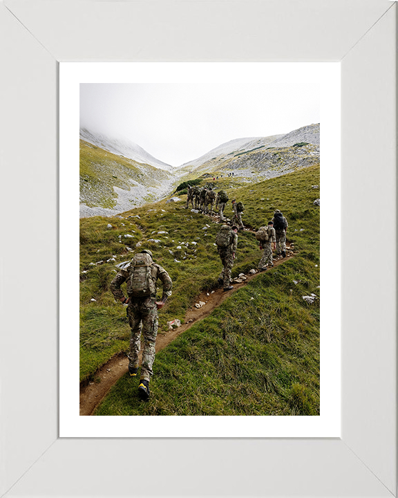 Royal Marines Mountain Yomp Photo Print - 45 Commando Posters, Prints, & Visual Artwork Hampshire Prints 10 x 8 White Frame Yes