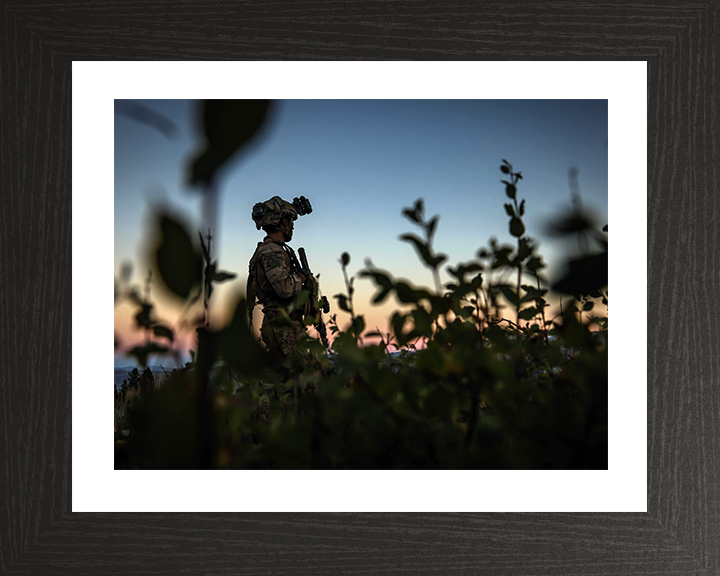 Royal Marines on Patrol at Sunset 2025 Photo Print - 45 Commando Posters, Prints, & Visual Artwork Hampshire Prints 10 x 8 Black Frame Yes