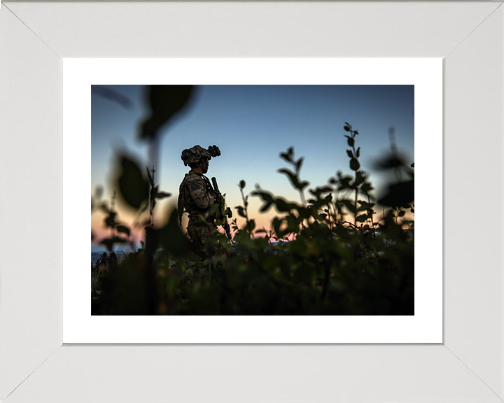 Royal Marines on Patrol at Sunset 2025 Photo Print - 45 Commando Posters, Prints, & Visual Artwork Hampshire Prints 10 x 8 White Frame Yes
