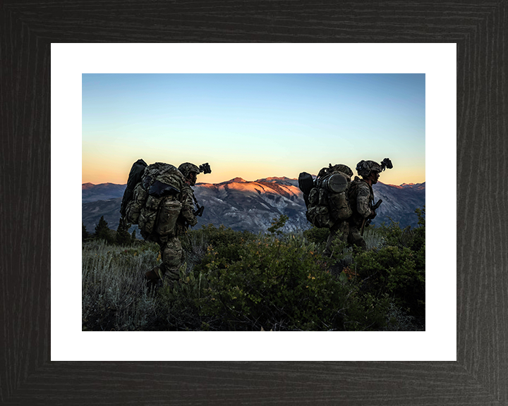 Royal Marines on Patrol at Sunset Photo Print - 45 Commando Posters, Prints, & Visual Artwork Hampshire Prints 10 x 8 Black Frame Yes