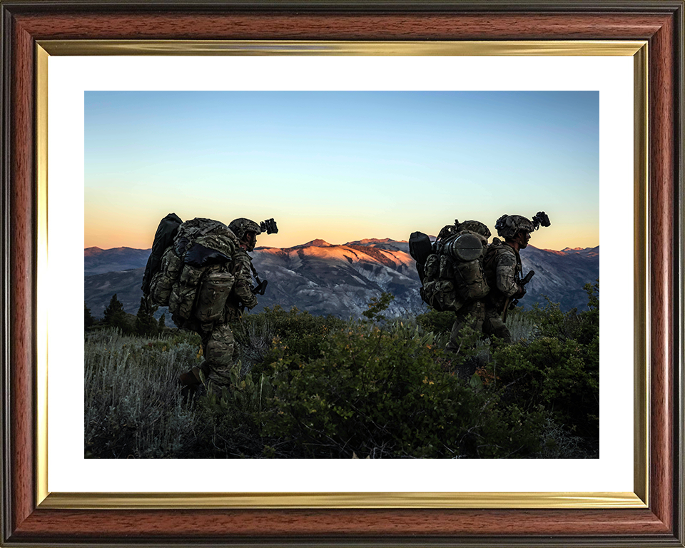 Royal Marines on Patrol at Sunset Photo Print - 45 Commando Posters, Prints, & Visual Artwork Hampshire Prints 10 x 8 Classic Frame Yes