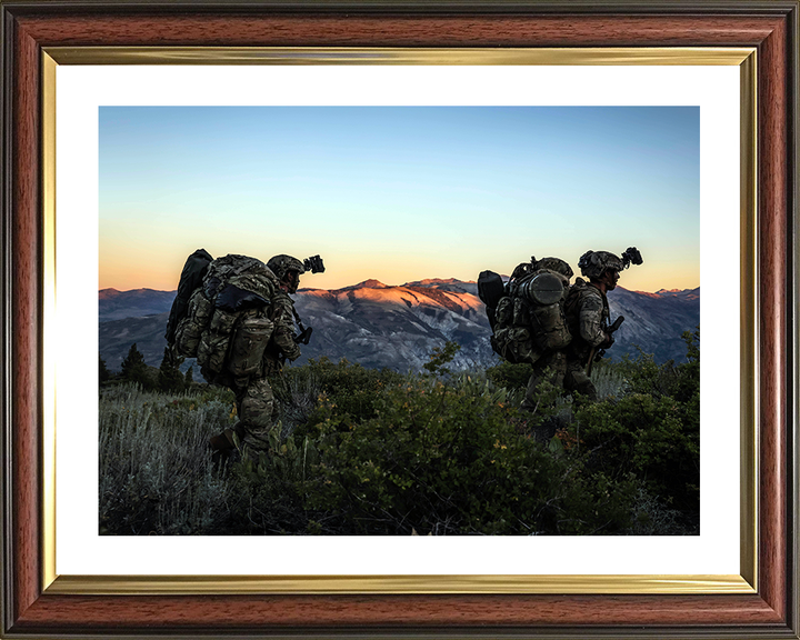 Royal Marines on Patrol at Sunset Photo Print - 45 Commando Posters, Prints, & Visual Artwork Hampshire Prints 10 x 8 Classic Frame Yes