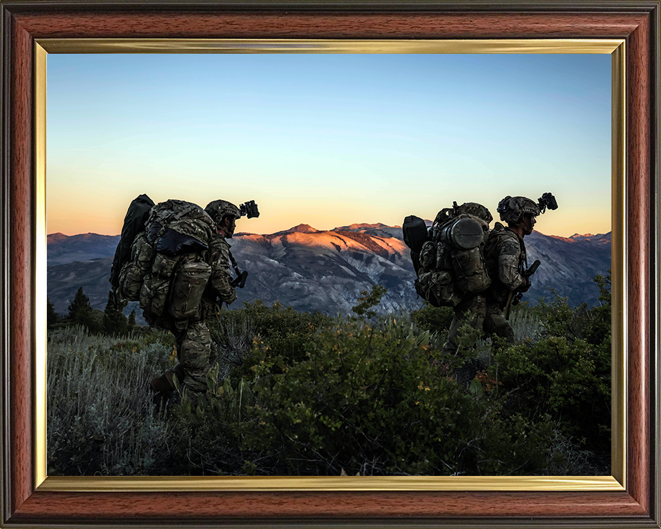 Royal Marines on Patrol at Sunset Photo Print - 45 Commando Posters, Prints, & Visual Artwork Hampshire Prints 10 x 8 Classic Frame No