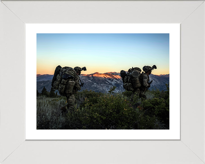 Royal Marines on Patrol at Sunset Photo Print - 45 Commando Posters, Prints, & Visual Artwork Hampshire Prints 10 x 8 White Frame Yes