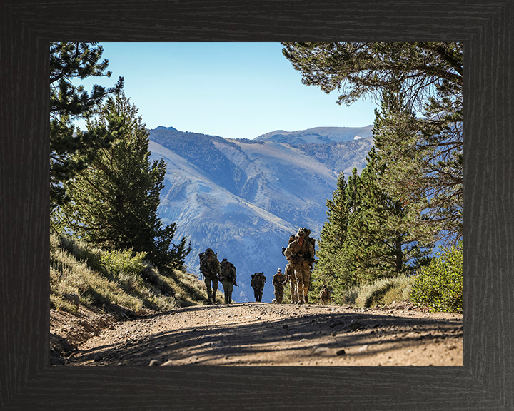Royal Marines on Patrol in USA 2025 Photo Print - 45 Commando Posters, Prints, & Visual Artwork Hampshire Prints 10 x 8 Black Frame No